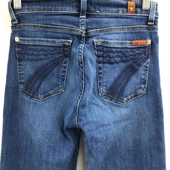 7 For All Mankind Dojo Medium Blue Flare Jeans - Picture 4 of 14